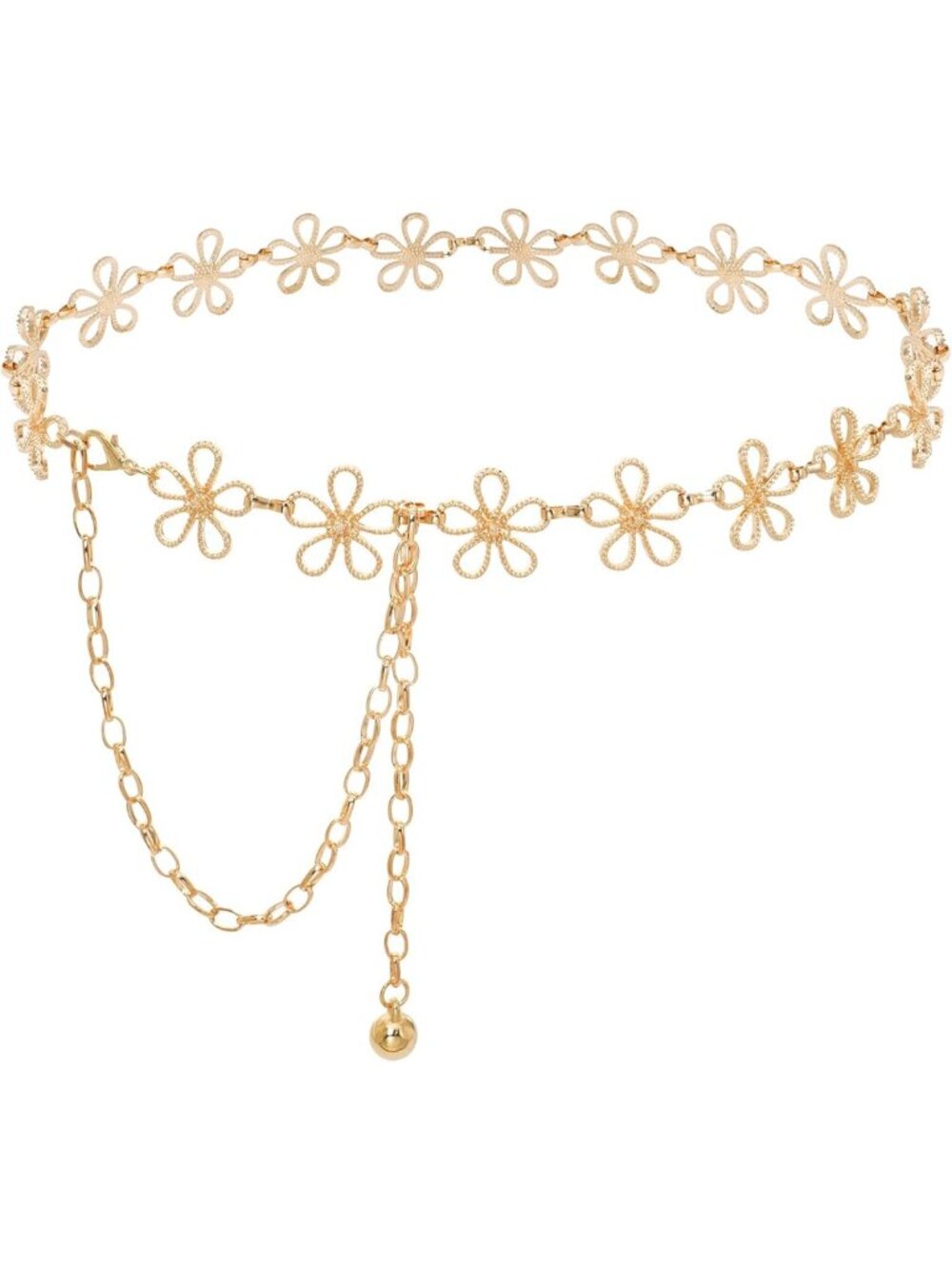 Stylish Women's Flower Metal Waist Chain Belt for Dresses & Jeans - Boho Chic